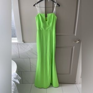 Aqua maxi neon green strapless dress
